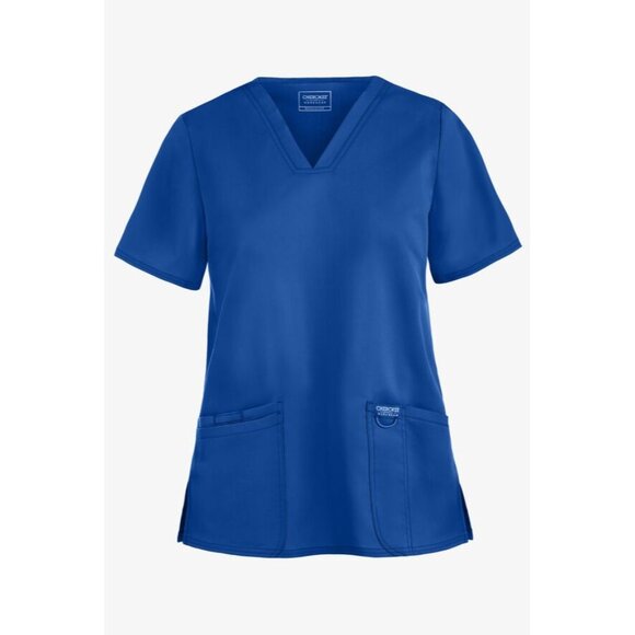 Cherokee Workwear Revolution Women's 3-Pocket V-Neck Scrub Top In Royal - XS - Picture 1 of 7
